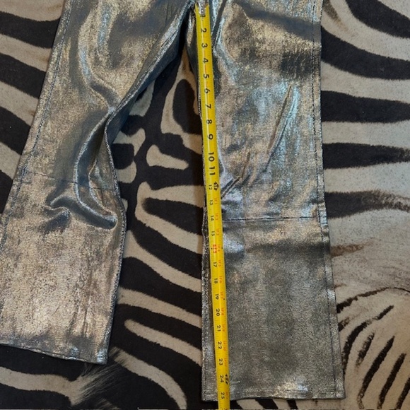 J Brand Leather Snake Embossed Pants Metallic Blue Straight Leg Size 30🌸 - Picture 15 of 16